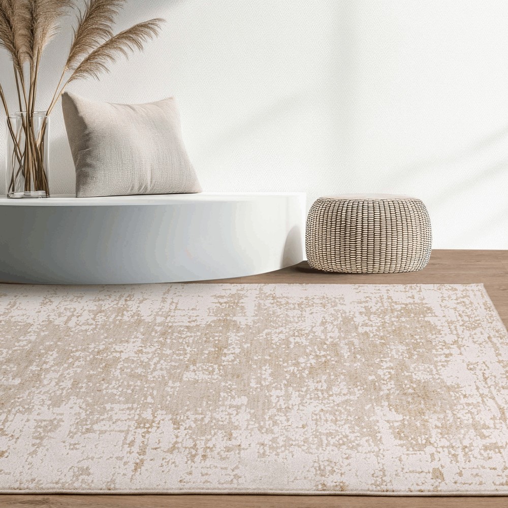 Anders AN04 Boho Abstract Shimmer Rugs in Beige Natural